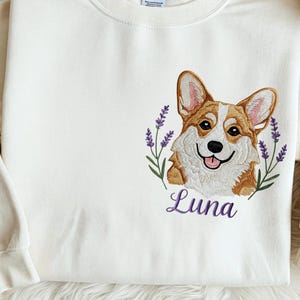Dog Embroidered Sweatshirt,Custom Dog Shirt,Pet Memorial Embroidered Sweatshirt,Dog Portrait Embroidered Shirt,Dog Mom Gifts,Pet Lover Gifts