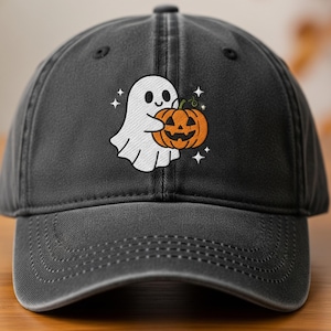Ghost Embroidered Halloween Baseball Cap - Cute Spooky Ghost Hat for Fall, Trick or Treat Boo Cap, Custom Embroidered Hat Gift Idea