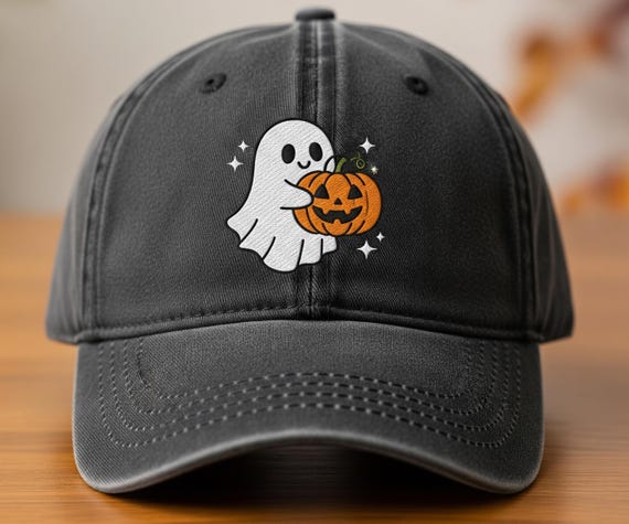Ghost Embroidered Halloween Baseball Cap - Cute Spooky Ghost  display picture 1