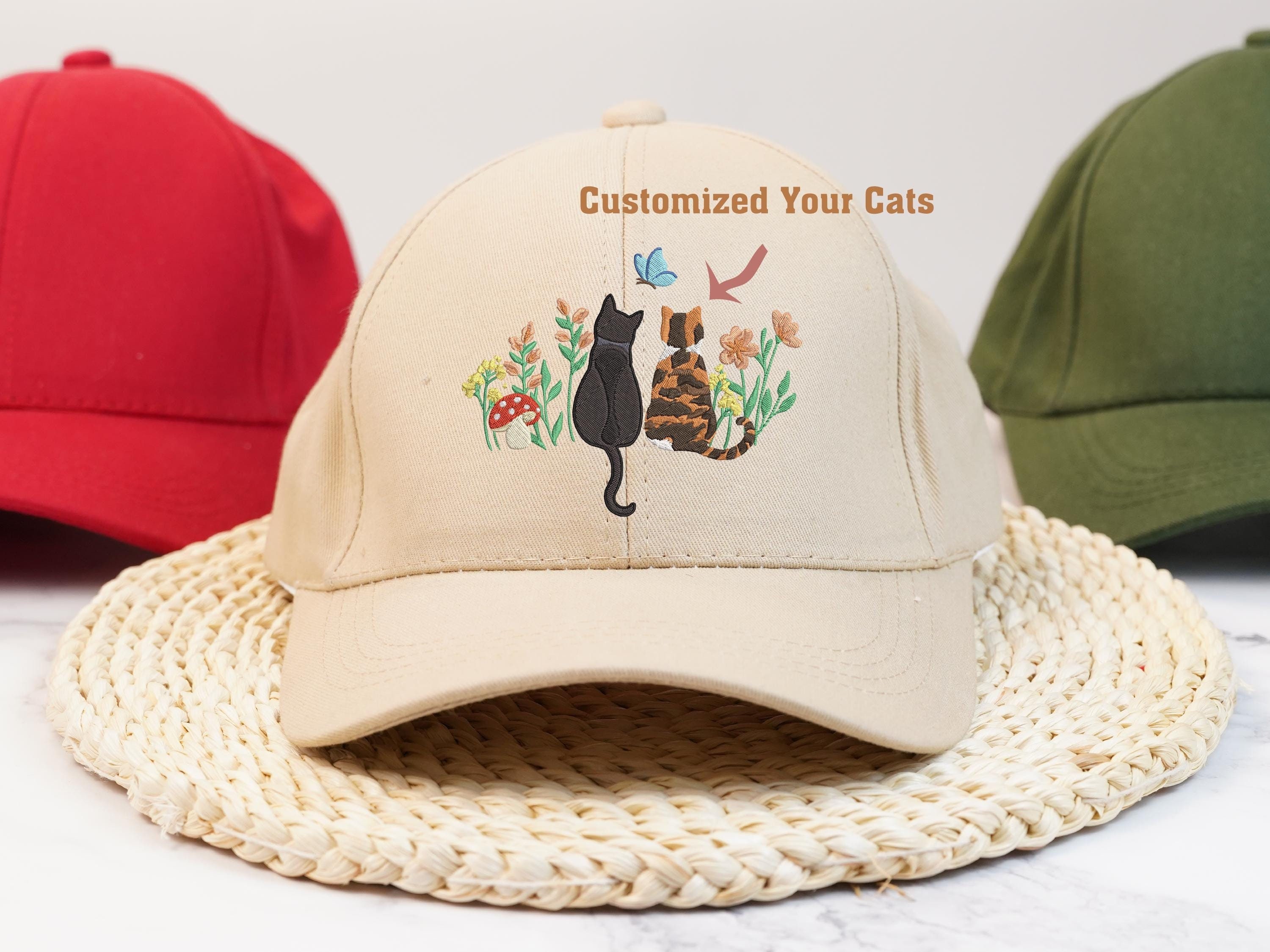 Cute Cat Baseball Cap Adjustable Snapback Animal Sun Hat Pet Sun Hat for Cats, Breathable Cat Sun Hat with Earholes  main image 3