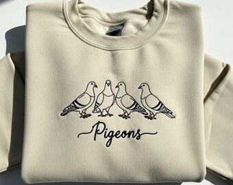 Embroidered Pigeons Shirt, Cute Bird Lover Tee, Minimalist Carrier Pigeon Design, Funny Gift for Bird Nerds and Urban Nature Fans