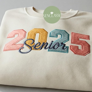 Besticktes Senior-Sweatshirt, Coquette Bow-Pullover, Klasse von 2015 Shirts, Senior-T-Shirt, niedliches Abschlussgeschenk für sie, benutzerdefiniertes Senior-Geschenk
