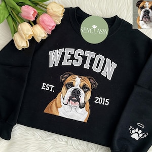 Custom Dog Face Embroidered Hoodie, Oversized Pet Lover Sweatshirt, Cat Portrait Shirt, Embroidered Crewneck Gift for Her, Mother Day Gift