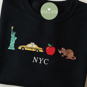 NYC New York City Embroidered Sweatshirt, New York Taxi Embroidered Crewneck, NYC Hoodie