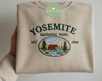 Sudadera bordada del Parque Nacional de Yosemite, Salva nuestro Parque Nacional, Sudadera de senderismo, Sudadera de camping para niña, Resist FDT
