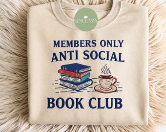 Moletom bordado "Clube do Livro Antissocial", Camiseta para Clube do Livro, Moletom para Amantes de Livros, Presente para Leitor Ávido, Moletom para Bibliotecários