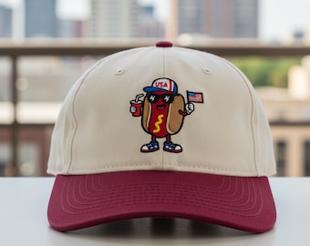 Gorra "Solo estoy aquí por las salchichas", gorra de camionero con perrito caliente divertida, gorra con meme brillante, gorra de barbacoa del 4 de julio, gorra de béisbol patriótica de EE. UU. para papá
