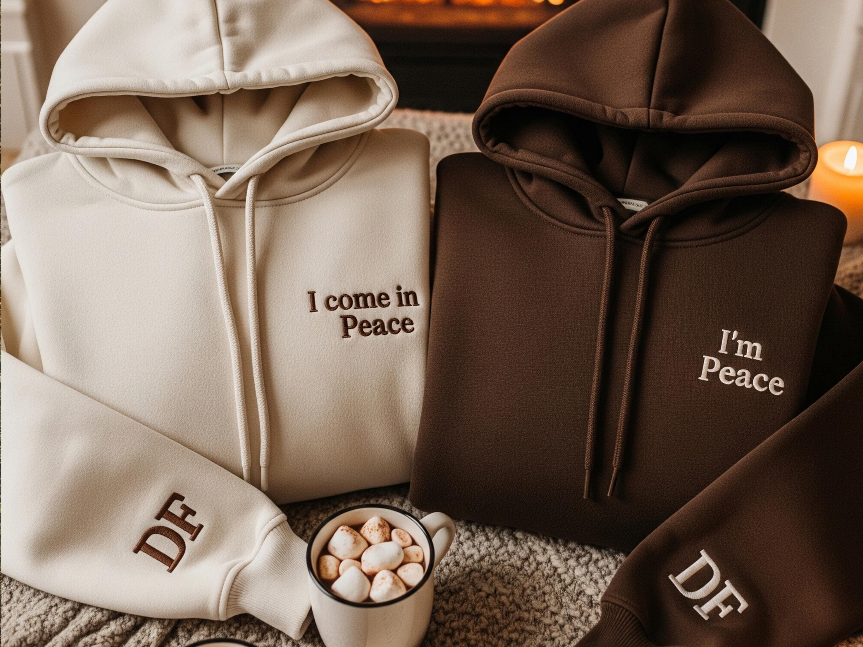 I COME IN PEACE I'M PEACE Couple Hoodie - Matching Pullover Für Paare