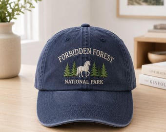 Forbidden Forest National Park Embroidered Baseball Hat, Unicorn Dad Cap, Nature Lover Gift