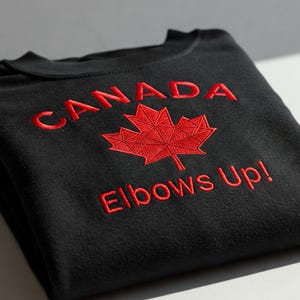 Canada Elbows Up Embroidered Sweatshirt, Yeah No Canadian Maple Leaf, Canadian Shirt, Patriotic Protest, Maple Leaf Sweater
