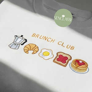 Embroidered Brunch Club Sweatshirt, Breakfast Crewneck, Cute Foodie Gift, Mimosa & Bloody Mary Shirt, Weekend Outfit, Brunch Lover Gift