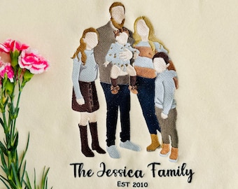 Personalized Family Photo Embroidery, Customize photo Embroidery, Family photo sweater, Father's day gift, Gift for her, Mother's Day Gift