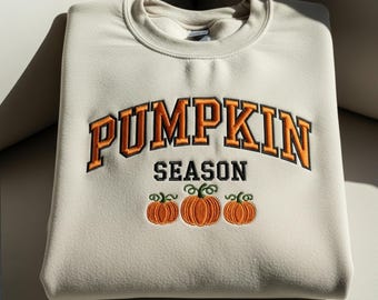 Embroidered Cozy Season Sweatshirt, Cute Autumn Sweatshirt, Pumpkin Embroidered Bookish Sweater, Fall Apparel, Spooky Season Sweater