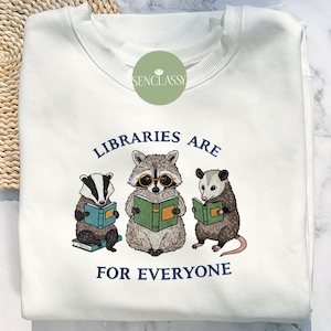 Felpa ricamata Biblioteche per tutti, Sostieni la biblioteca pubblica, Leggi libri proibiti, Regalo per insegnante, Regali per la festa della mamma, Regalo per amanti dei libri