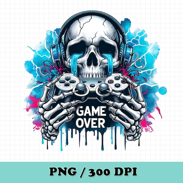 Game Over PNG,Funny Tshirt Design,Gaming T shirt design,Skeleton png,Trendy png,Digital Gamer,Gaming Lover,Gamer Shirt Design,Gamer png