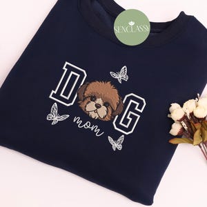 Benutzerdefiniertes Hundegesicht mit besticktem Sweatshirt, personalisiertes Haustierporträt von Ihrem Foto, Geschenk für Hundeliebhaber, Hundemutter-Pullover