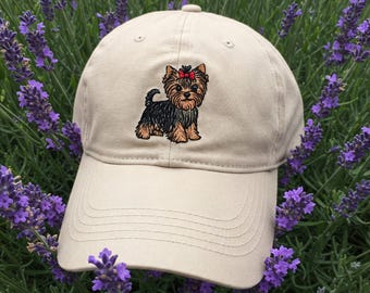 Yorkie Embroidered Hat, Yorkshire Terrier Dog Lover Cap, Yorkie Mom Dad Gift, Custom Toy Dog Hat, Cute Embroidered Dog Baseball Cap for Her