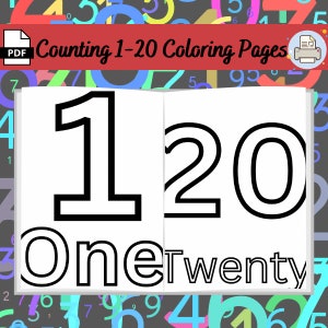 Number Coloring Pages, Counting 1-20, Preschool, Kindergarten, Homeschool Printable, Counting 1-20 Coloring Pages, Worksheets for kids