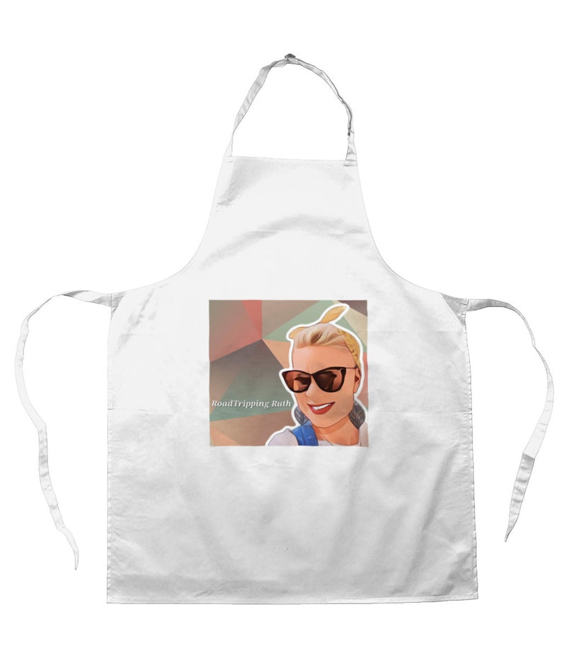 Roadtripping Ruth Classic Print Cotton Unisex Apron. Kitchen Wear, Cooking, Gifting, Souvenir image 1