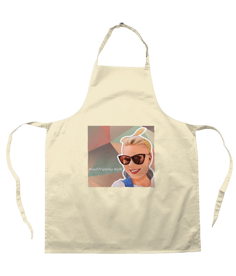 Roadtripping Ruth Classic Print Cotton Unisex Apron. Kitchen Wear, Cooking, Gifting, Souvenir image 2
