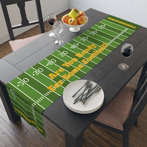 Football Season Table Runner - Football Game Day Table Decor - Football Party Runner- Game Time Table Linens - Tailgate Table Runner