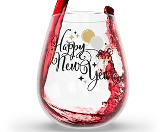 Chic New Year's Eve Stemless Wine Glass - Elegant Party Glass for Celebrations - Stylish Stemless Wine Glass - Classy New Year's Eve Glass