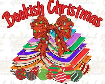 Bookish Christmas Tree PNG: Reader Holiday Design (Digital Download)