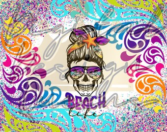 Colorful Beach Life/Background/Sublimation Design/Wrap/Tumbler/Beach