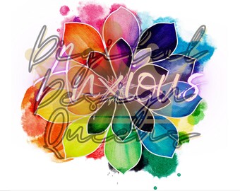 Watercolor Lotus Flower PNG: Rainbow Floral Design (Digital Art)