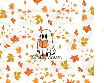 Spooky Season, PNG, Background, Tumbler Wrap, Sublimation, Autumn, Halloween, Book, Reader