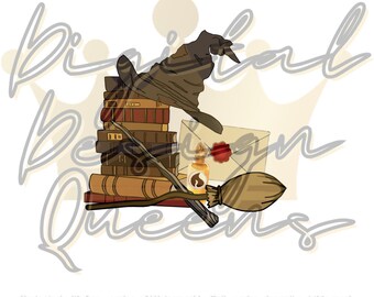 Wizard Books/Wand/Broomstick/Letter/Sublimation/PNG/Tumbler/Shirt Design