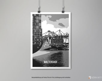 Waltershof - Hamburg Monochrome - Poster/Fine Art Print
