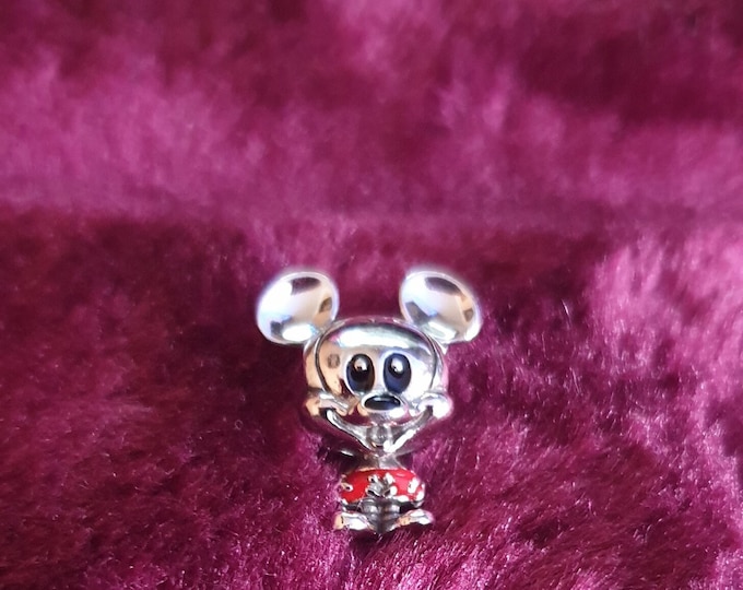 Whimsical Walt Disney Mickey Mouse Charm - Mickey Mouse is in da house - Classic Mickey Mouse - Sterling Silver Mickey Mouse