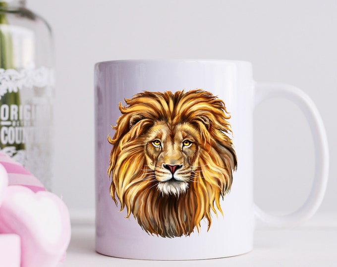 Mane Attraction Mug - Golden Lion Mug - Jungle King Mug - Lion King Mug - Wild Lion Mug - Majestic Beast - Courageous Lion Mug - Noble Lion