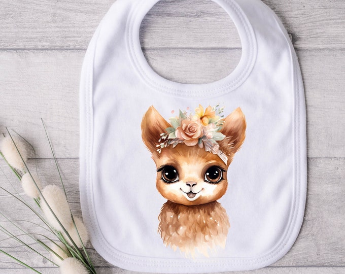 Alpaca Cuteness Galore Bib - Cuddly Cloud Alpaca Bib - Alpaca Fleece Flutter Bib - Fluffy Friend Feeding Bib - Four Cute Alpaca designs