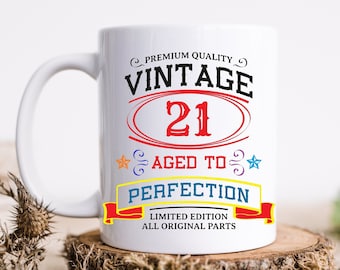 Vintage Treasure Toasting to 21 Years of Excellence - Aged to Perfection Premium Vintage Mug for 21st - Celebrating 21 Years in Style