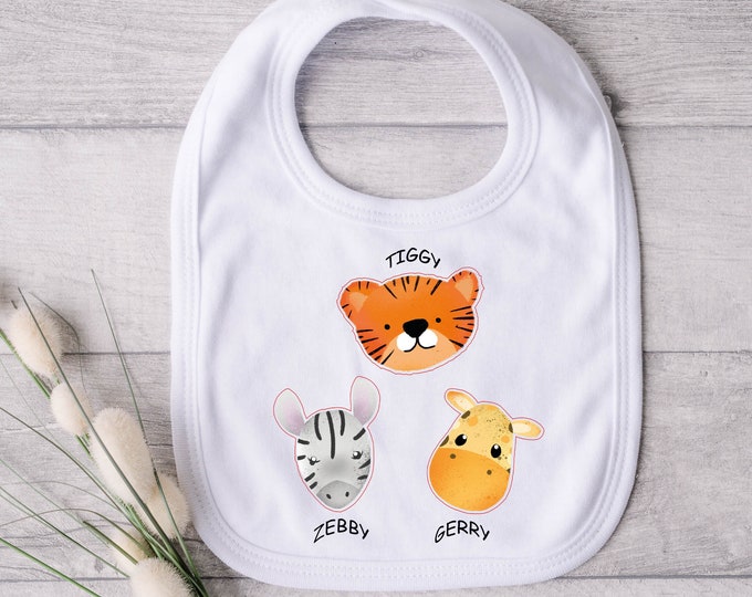 Safari Chic Tiggy the Tiger Bib for Little Cubs - Striped and Stylish Zebby the Zebra's Bib - Gentle Giant - Gerry the Gracious Giraffe