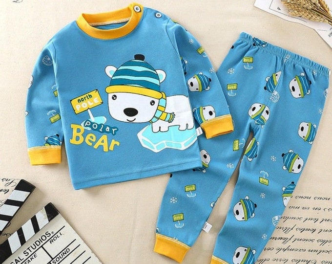 Arctic Slumber Polar Bear Pajamas for Cozy Nights - Frosty Comfort Polar Bear PJ Set - Snowy Serenity Polar Bear on Ice Sleep Set