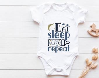 Eat, Sleep, Be Cute, Repeat Baby Bodysuit - I'm the Boss of Cute Gender-Neutral Onesie - Cuteness Overload Funny Onesie - Too Cute to Handle