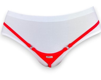 1013-7 * Minimalist Fluorescent Red String Thong for Women – Sexy Lycra Bikini Panties, Open Back Lingerie for Everyday Comfort, SHbikini