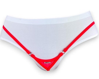 1013-5S * Minimalist Fluorescent Red String Thong for Women – Sexy Lycra Bikini Panties, Open Back Lingerie for Everyday Comfort, SHbikini