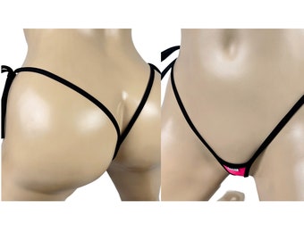 1029-13 * SHbikini, tanga, Extreme Y-string, tanga, lencería, regalo para ella, ropa interior, elastano, negro, rosa