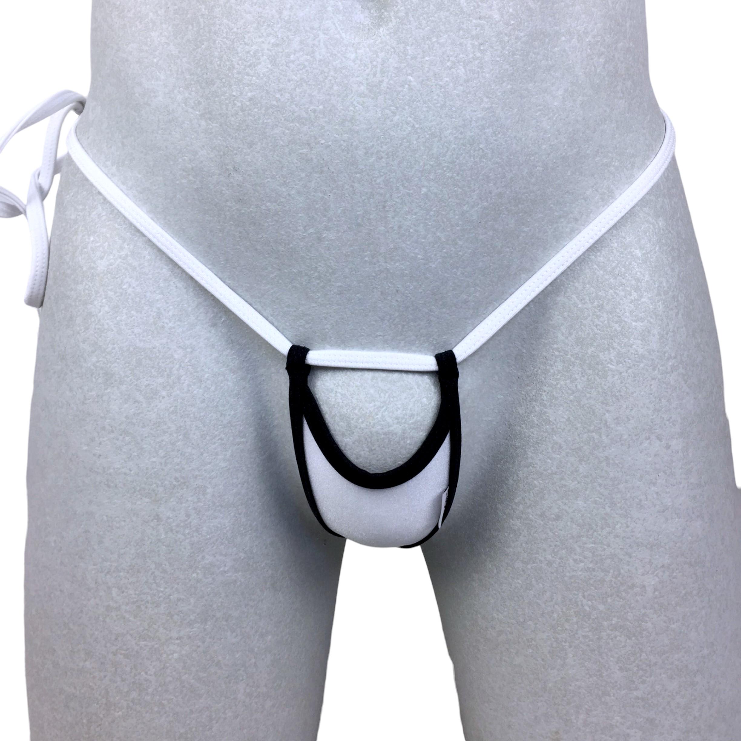 522-1 * Sexy Men's Mini Micro String – Black & White – Side Tie – Handmade Spandex Underwear by SHbikini