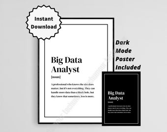 Zabawny opis stanowiska pracy inżyniera Big Data Wydrukuj dla analityka Big Data Prezent dla nerda danych Sztuka ścienna do wystroju biura dla inżyniera danych Prezent dla absolwenta