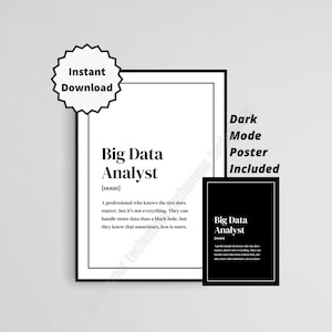 Funny Big Data Engineer Job Description Print For Big Data Analyst Gift For Data Nerd Wall Art For Office Decor For Data Engineer Grad Gift