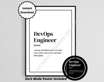 DevOps Engineer Poster, DevOps Funny Job Description, DevOps Engineer Art, Process Engineer, DevOps Gift, Instant Download, Office Wall Art