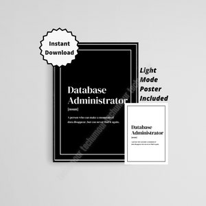 Funny Database Admin Poster, Printable Developer Gift, SQL, Data Engineer, Coworker Leaving Gift, Farewell Gift for Coworker, Work From Home
