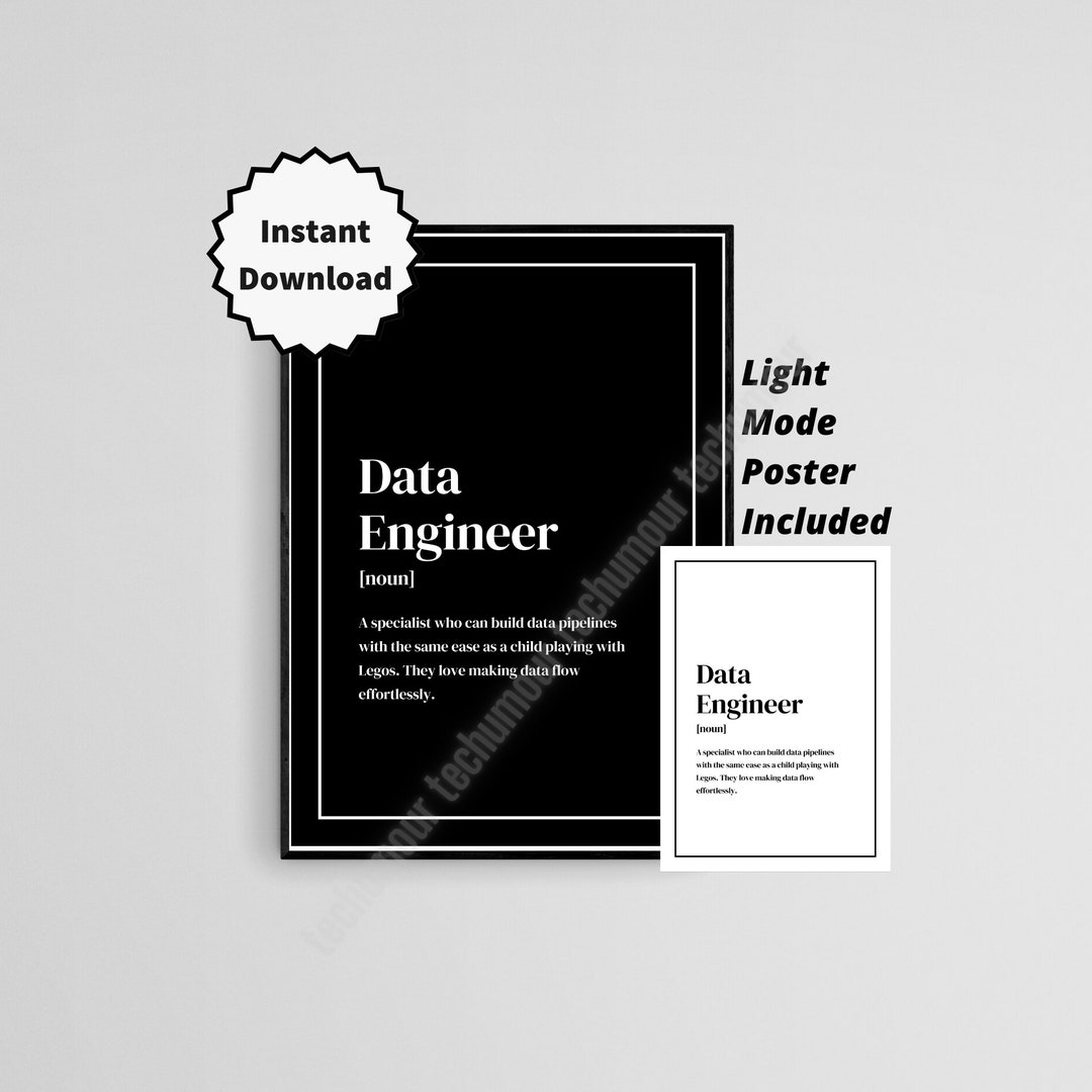 Funny Data Engineer Printable Poster Gift for Data Engineering Team Job ...