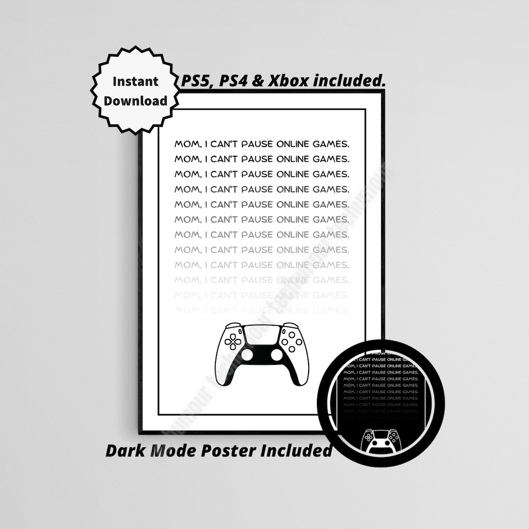 Can't Pause Online Games Playstation Sign Art for Kids Etsy