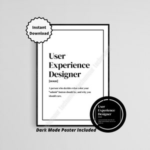 Plakat projektanta UX, plakat UX Design, prezent dla projektanta UX, plakat do druku UX Design, natychmiastowe pobieranie dekoracji do pracy w domu